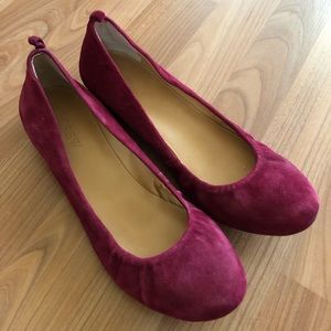 J.Crew burgundy suede flats